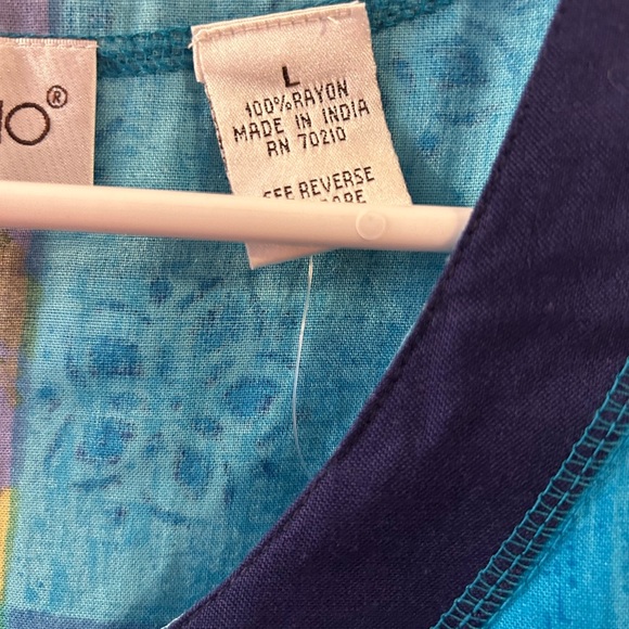 BROWNSTONE STUDIOS size large mixed print maxi dress caftan moo moo button up - Picture 4 of 6